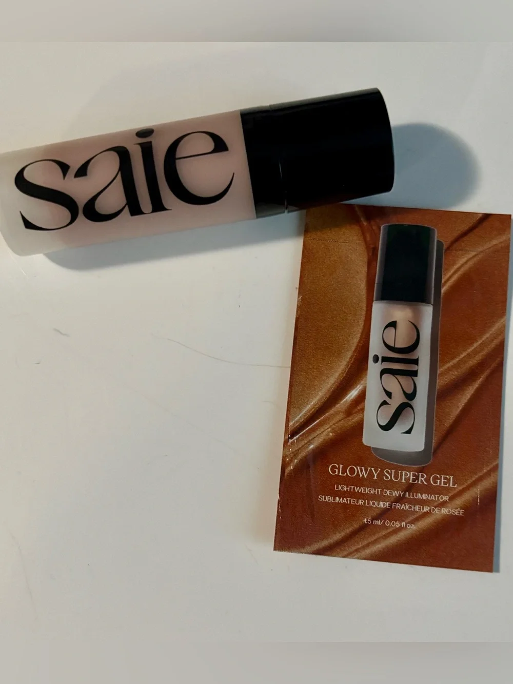 NEW Saie Illuminator Roseglow .5oz + Glowy Super Gel Sample